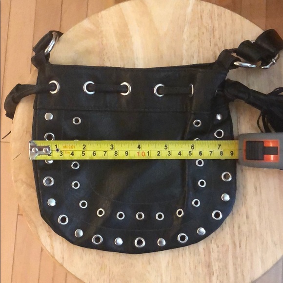 Black Studded Cross Body Giannini Bag - Picture 9 of 11